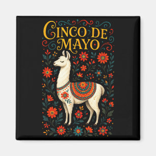 Cinco de mayo - llama party celebration art magnet