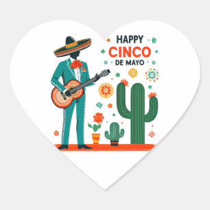 Cinco de mayo mariachi - Mexican pride Heart Sticker