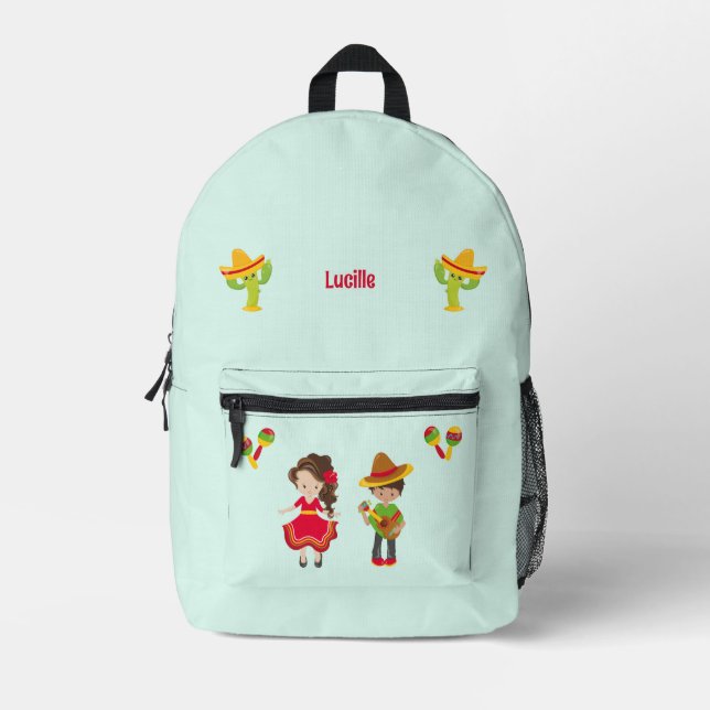 Cinco De Mayo Mariachi Music Dancing Cactus Custom Printed Backpack (Front)