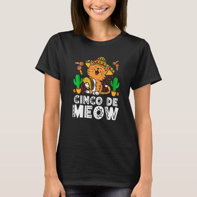 Cinco De Mayo Meow  Cat Sombrero Mexican Fiesta Ta T-Shirt (Front)