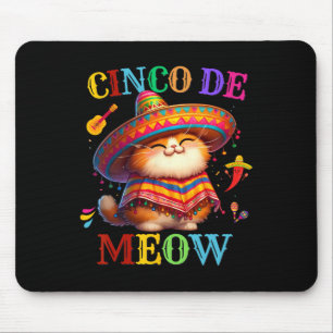 Cinco De Mayo Meow Cute Cat Lover Let's Fiesta Mex Mouse Pad