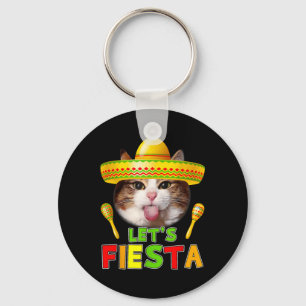 Cinco De Mayo Meow Lets Fiesta Mexican Cactus Cute Key Ring