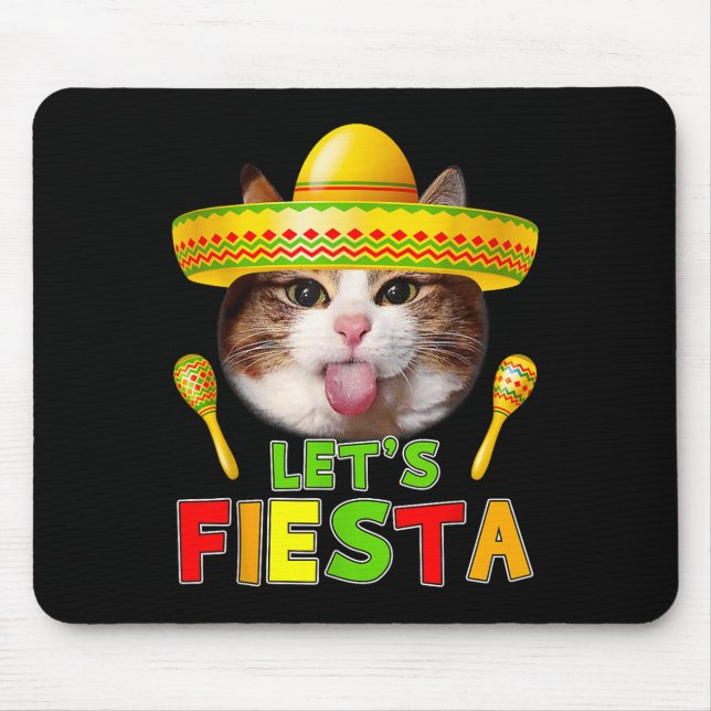 Cinco De Mayo Meow Lets Fiesta Mexican Cactus Cute Mouse Pad (Front)