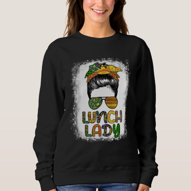 Cinco De Mayo  Messy Bun Glasses Lunch Lady Sweatshirt (Front)