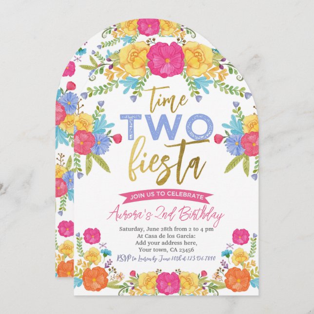 Cinco de Mayo Mexican 2nd Birthday  Invitation (Front/Back)