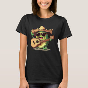 Cinco De Mayo Mexican Avocado Playing Guitar Sombr T-Shirt