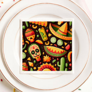 Cinco de Mayo. Mexican bright cartoon pattern Napkin
