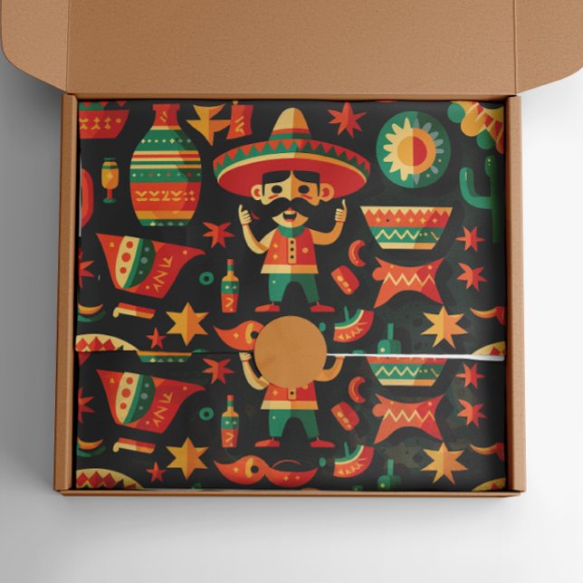 Cinco de Mayo. Mexican bright cartoon pattern Tissue Paper (Creator Uploaded)