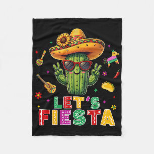Cinco De Mayo Mexican Cactus Funny Lets Fiesta Par Fleece Blanket