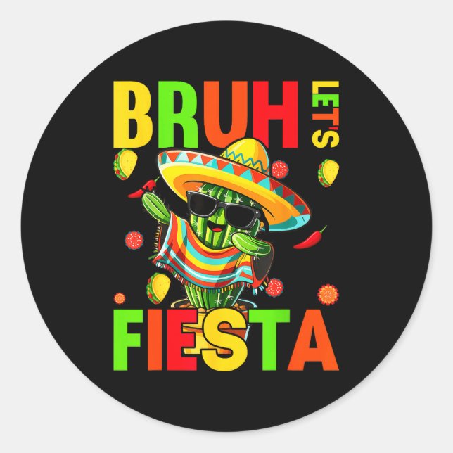 Cinco de mayo mexican cactus funny lets fiestaCinc Classic Round Sticker (Front)