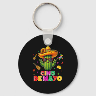 Cinco de mayo mexican cactus funny lets fiestaCinc Key Ring