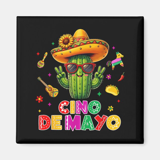 Cinco de mayo mexican cactus funny lets fiestaCinc Magnet (Front)