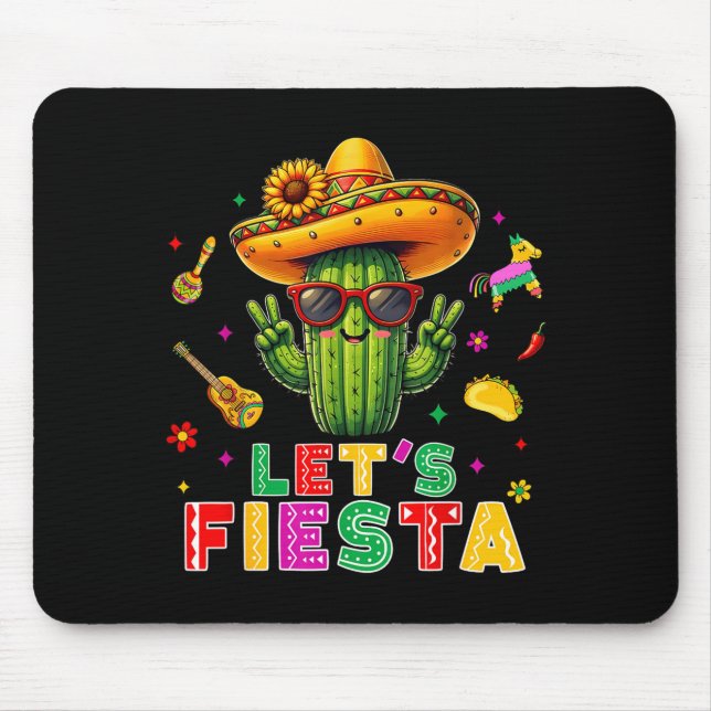Cinco de mayo mexican cactus funny lets fiestaCinc Mouse Pad (Front)