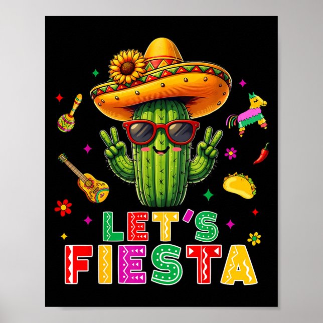 Cinco de mayo mexican cactus funny lets fiestaCinc Poster (Front)