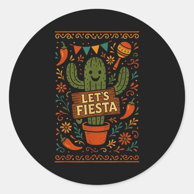 Cinco de mayo mexican cactus party funny letsCinco Classic Round Sticker (Front)