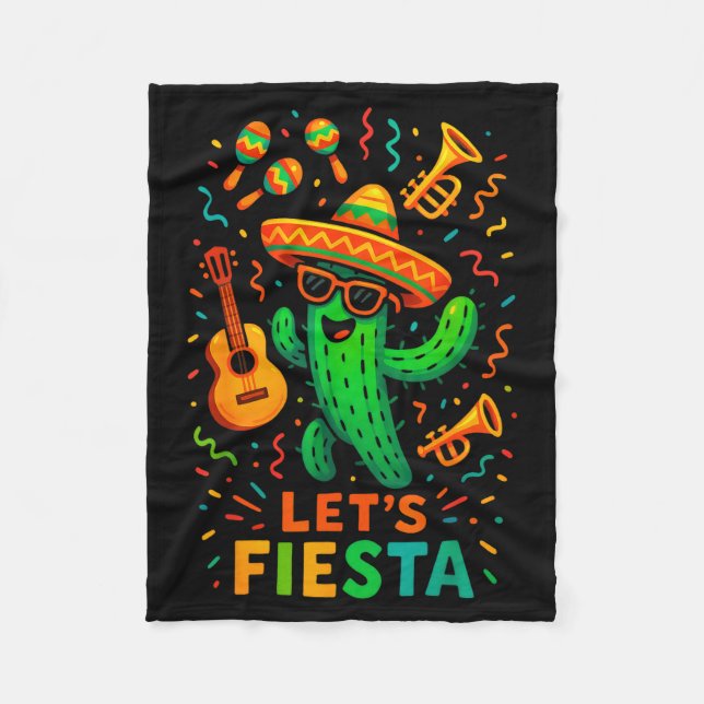 Cinco de mayo mexican cactus party funny letsCinco Fleece Blanket (Front)