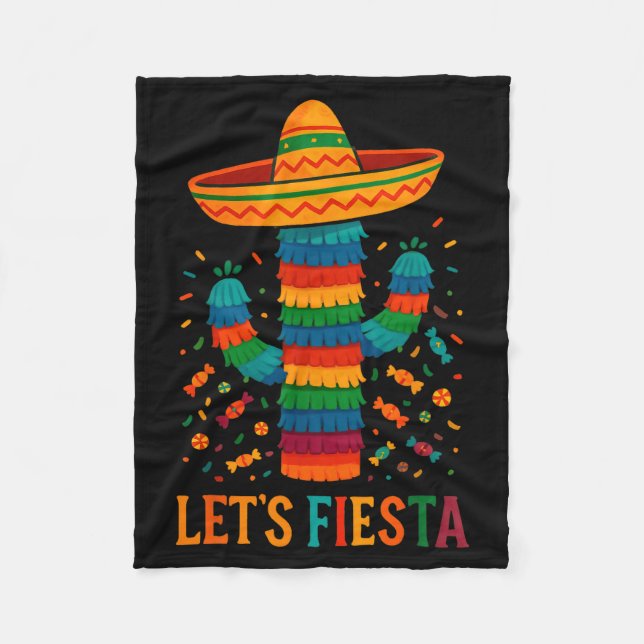 Cinco de mayo mexican cactus party funny letsCinco Fleece Blanket (Front)