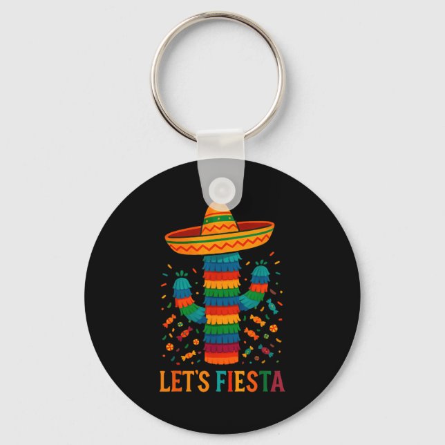 Cinco de mayo mexican cactus party funny letsCinco Key Ring (Front)