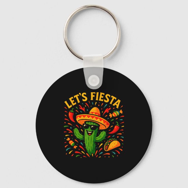 Cinco de mayo mexican cactus party funny letsCinco Key Ring (Front)
