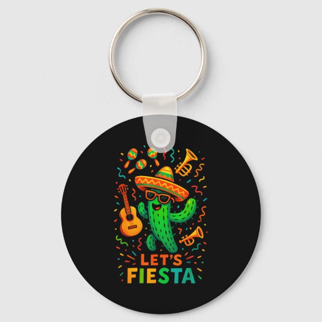 Cinco de mayo mexican cactus party funny letsCinco Key Ring (Front)
