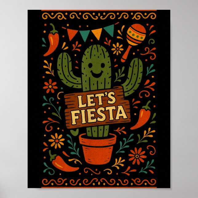Cinco de mayo mexican cactus party funny letsCinco Poster (Front)