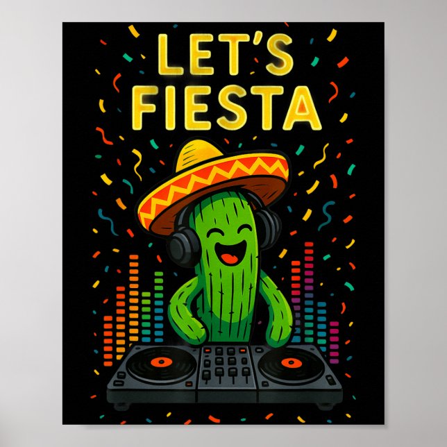 Cinco de mayo mexican cactus party funny letsCinco Poster (Front)
