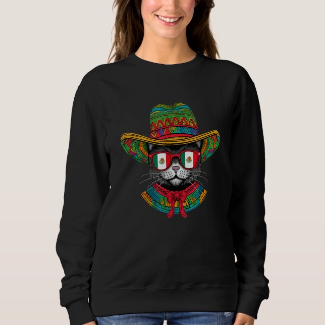 Cinco De Mayo Mexican Cat Fiesta 5 De Mayo Mens Wo Sweatshirt (Front)