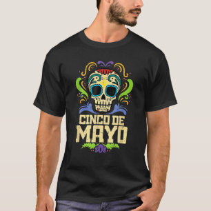 Cinco De Mayo Mexican Cross Sunglasses Skull Musta T-Shirt