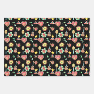Cinco De Mayo Mexican Folk Art Pattern  Wrapping Paper Sheet