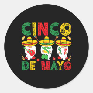 Cinco De Mayo Mexican Gnomes Fiesta 5 De Mayo Men  Classic Round Sticker