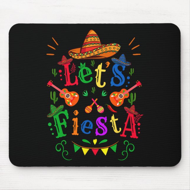 Cinco De Mayo Mexican Guitar Cactus Let's Fiesta  Mouse Pad (Front)