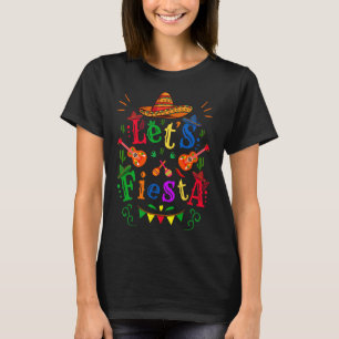 Cinco De Mayo Mexican Guitar Cactus Let's Fiesta T-Shirt