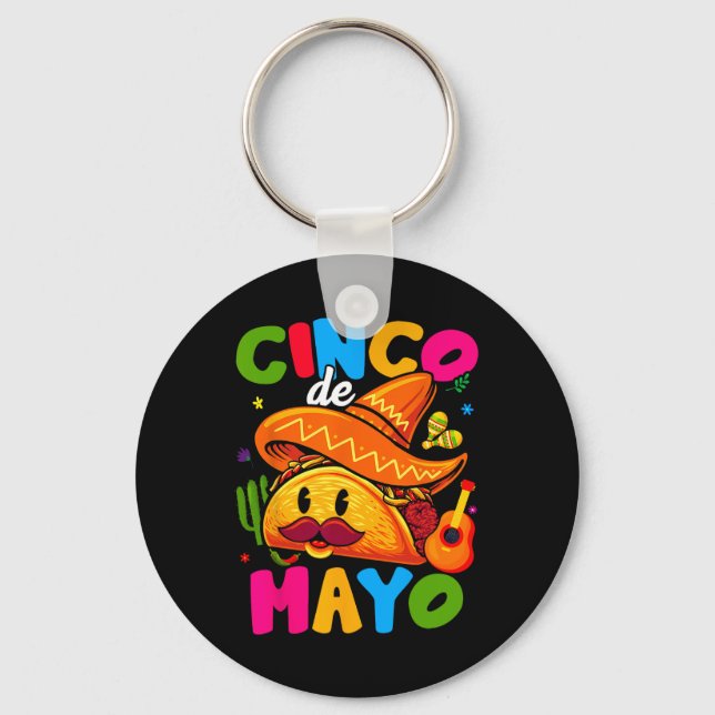 Cinco De Mayo Mexican Party Lets Fiesta Squad 5 De Key Ring (Front)