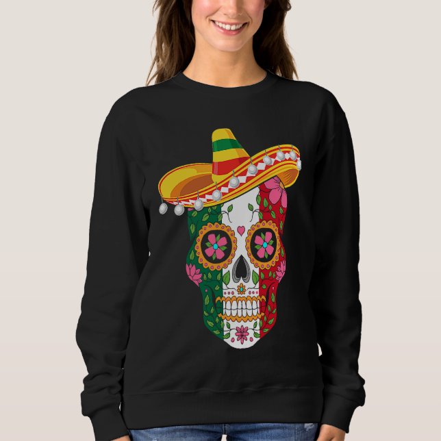 Cinco de Mayo mexican skull celebrate fiesta Sweatshirt (Front)