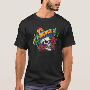 Cinco De Mayo Mexican Skull Moustache Fiesta Cactu T-Shirt