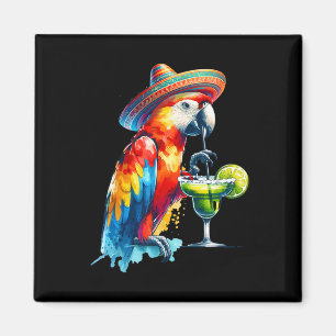 Cinco De Mayo Mexican Sombrero Parrot Drinking A M Magnet