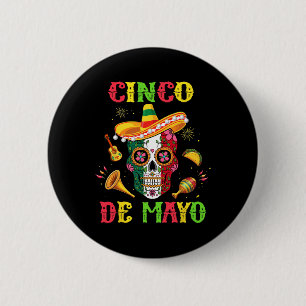 Cinco De Mayo Mexican Sugar Skull Fiesta Squad 5 D 6 Cm Round Badge