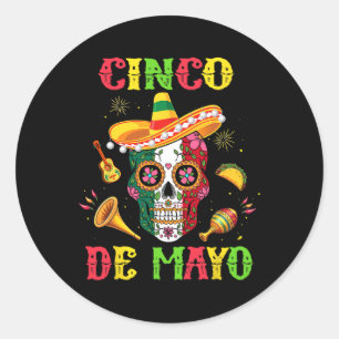Cinco De Mayo Mexican Sugar Skull Fiesta Squad 5 D Classic Round Sticker