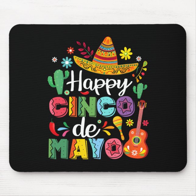 Cinco De Mayo Mexican Taco Funny 5 De Mayo Lets Fi Mouse Pad (Front)