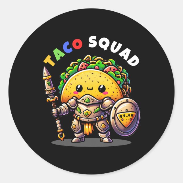 Cinco De Mayo Mexican Taco Warrior  Classic Round Sticker (Front)