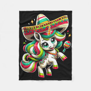 Cinco De Mayo Mexican Unicorn Kids Girls Fleece Blanket