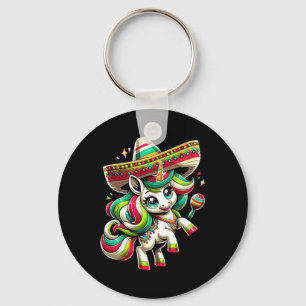 Cinco De Mayo Mexican Unicorn Kids Girls Key Ring