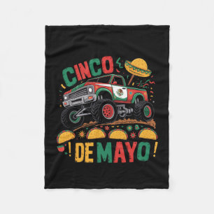 Cinco De Mayo Monster Truck Tacos Kids Men Women F Fleece Blanket