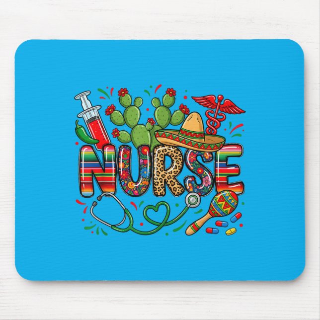 Cinco De Mayo Nurse Coquette Bow Stethoscope Mouse Pad (Front)