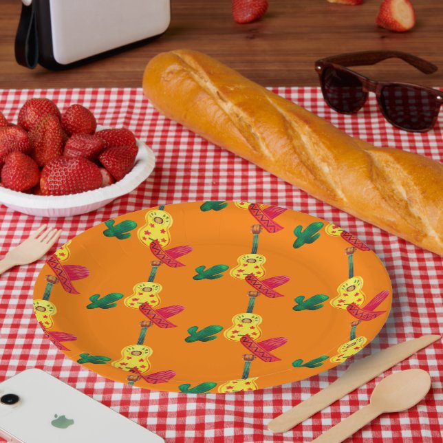 Cinco De Mayo Orange Paper Plate (Picnic)
