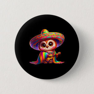 Cinco De Mayo Owl Mexican Sombrero Men Women 6 Cm Round Badge