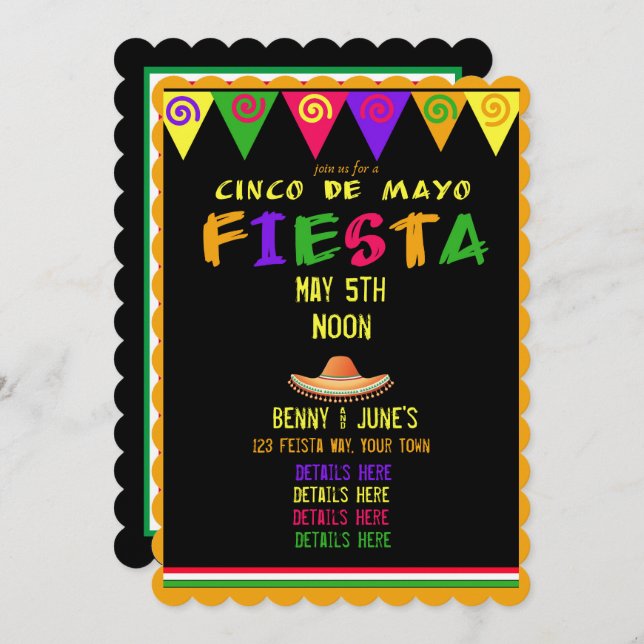 Cinco De Mayo Party Invitation (Front/Back)