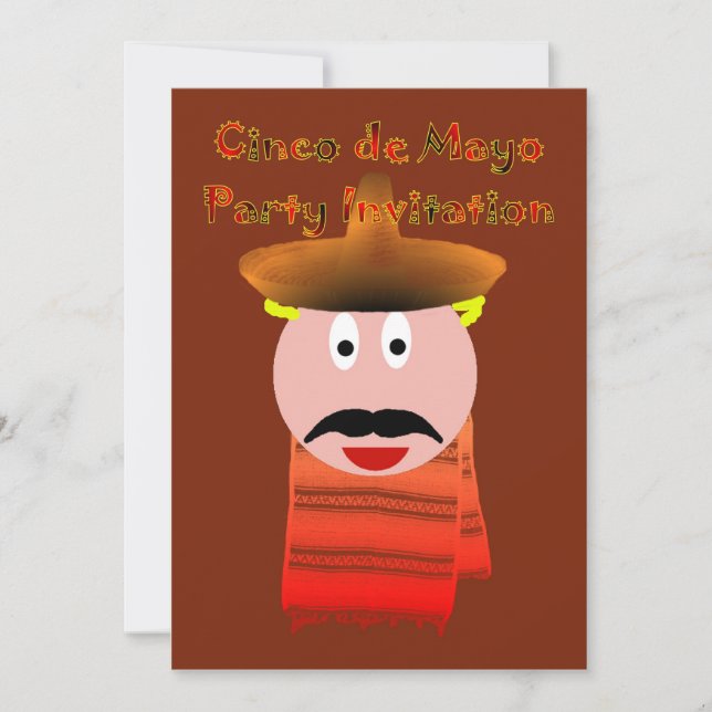 Cinco de Mayo Party Invitation with sombrero (Front)