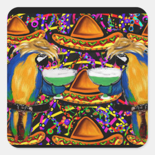Cinco De Mayo Party Parrots! Square Sticker