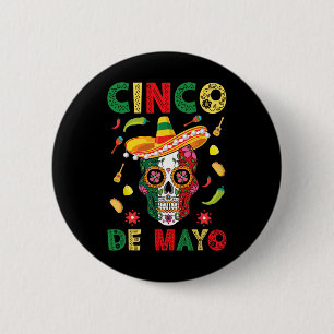 Cinco De Mayo Party Sugar Skull Mexican Fiesta Men 6 Cm Round Badge